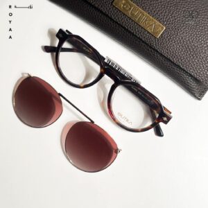 نظارة Clip on باللون البني